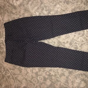 LOFT navy and coral diamond print pant